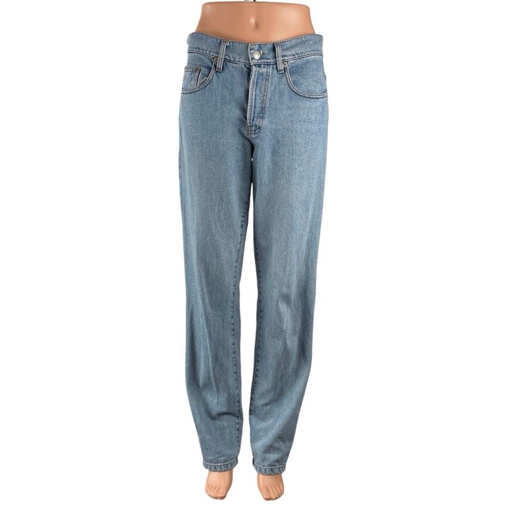 Women's Light Blue High Rise Relaxed Straight Palazzo Mom Denim Jeans Pants 40